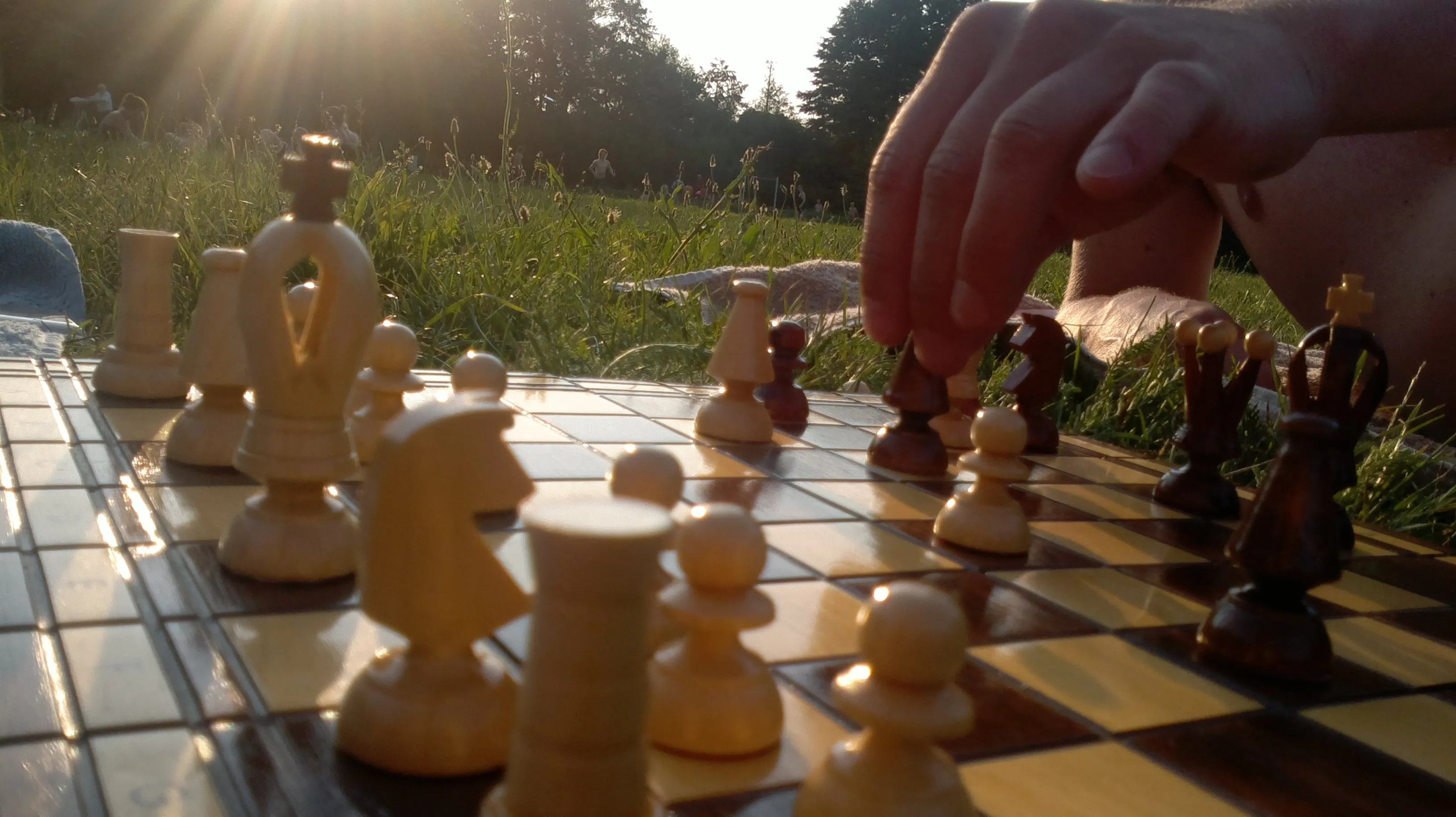 Hobby Schach, draußen im Grünen